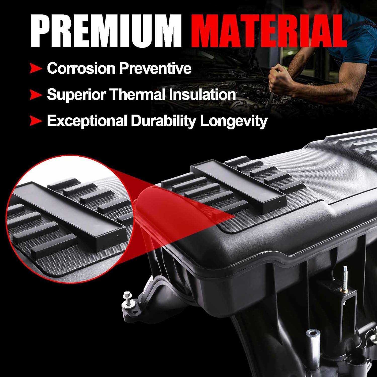 MITZONE Intake Manifold Compatible with 2011 2012 2013 2014 Ford Mustang 5.0L Engine Replace CR3E9424A CR3Z-9424-A with Gasket Bolts