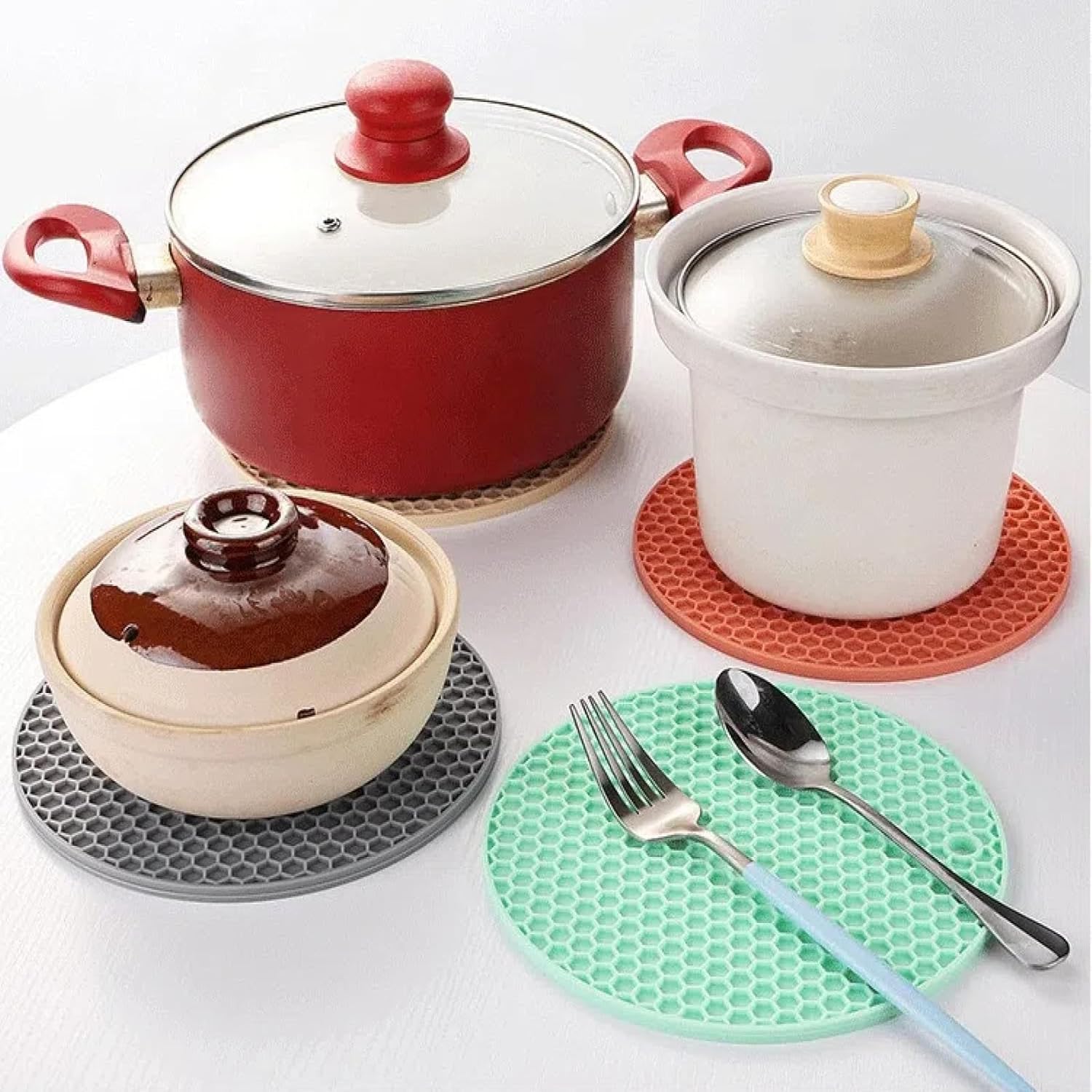 (5 Mixed Colors) Anti-Scald Heat Insulation mat for Dining Table Household hot Coaster high Temperature Resistant Non-Slip mat