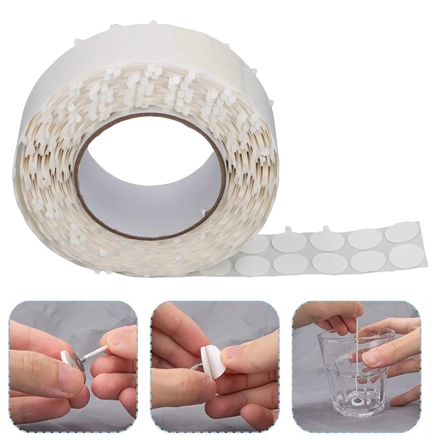 Hyuduo Candle Wick Sticker Roll, Double Sided Foam, Heat Proof, 20mm Diameter, 1000 Pieces, for Glass Jars and Cans
