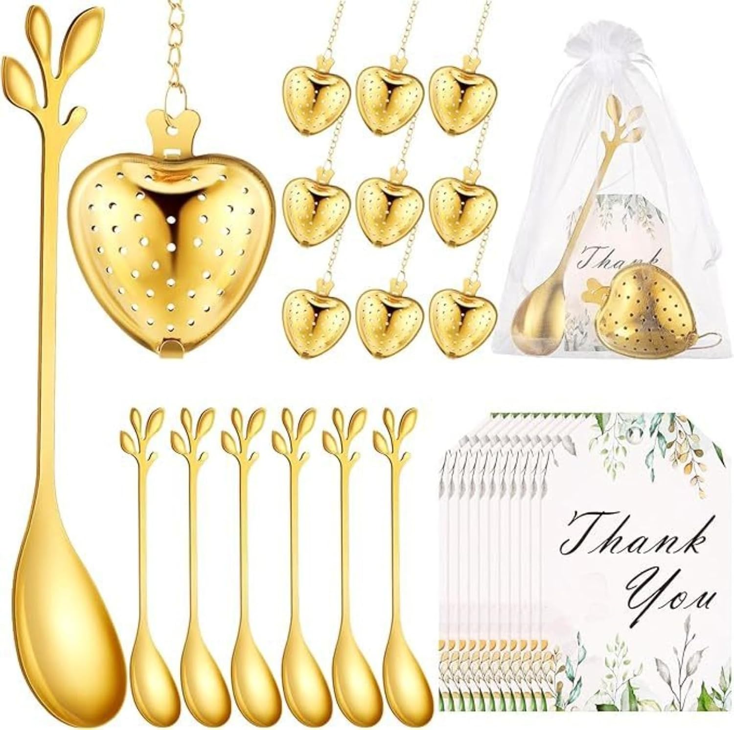 Heart Tea Infuser 304 Stainless Steel Loose Leaf Tea Strainer Ball with Handle and Chain for Flower Tea Brewing Kitchen Gift Accessories