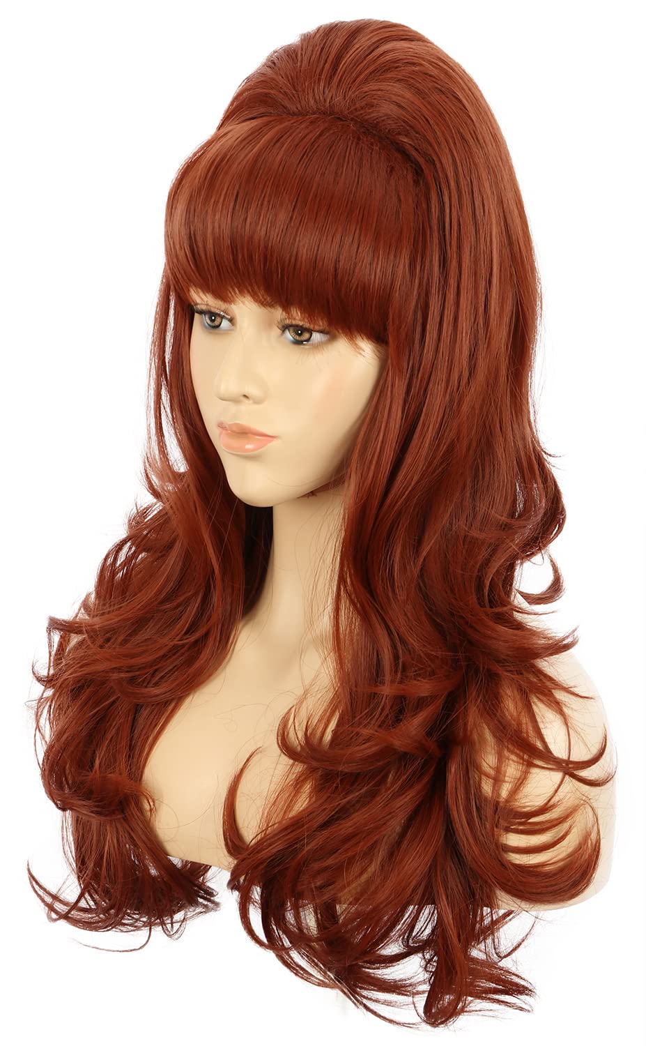VGbeaty Women Long Ginger Beehive Vintage Married Housewife Bouffant 60s 70s Halloween Costume Cosplay Wig