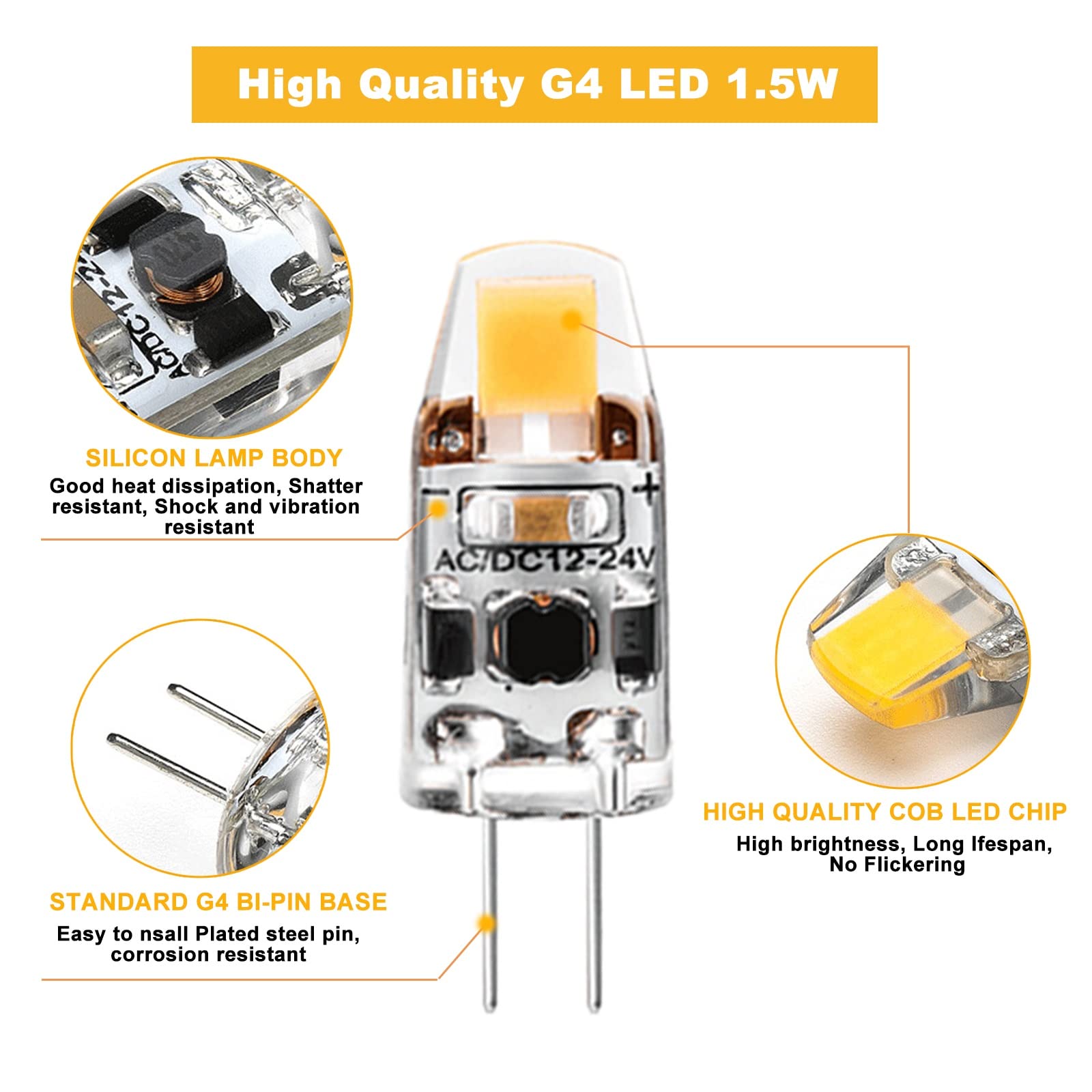 Lampadina LED G4, 5W lampade LED G4 450LM bianco naturale 4000K