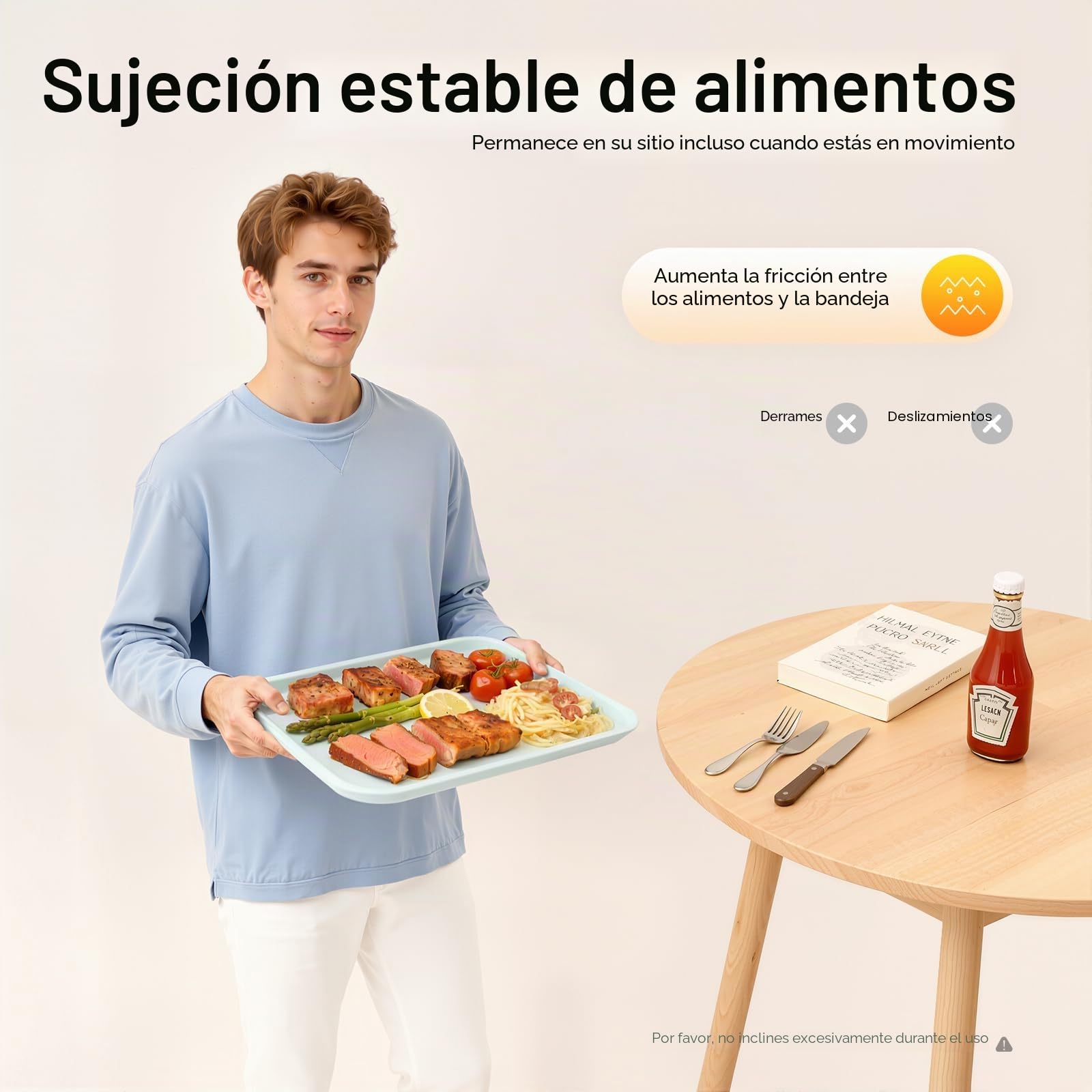24 bandejas de plástico, bandejas para servir, antideslizantes, rectangulares, bandejas de plástico de plástico, bandejas de comida rápida, bandejas antideslizantes para cocina, comedor, 36 x 27 x 2