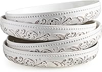 YHOSSEUN Pasta Bowls Set of 4 - 50oz Large Shallow Salad Bowls, 9.75" Ceramic Plates, Microwave Dishwasher Oven Safe, Antique Morning Glory Design