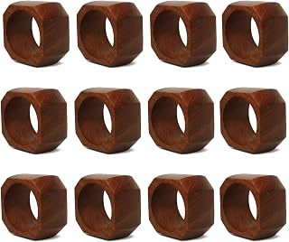 Classic Handmade Napkin Rings Set, Dining Table Holders for Everyday, Holiday, Christmas, Thanksgiving, Farmhouse Decor (Natural Wood Color, Set of 12)