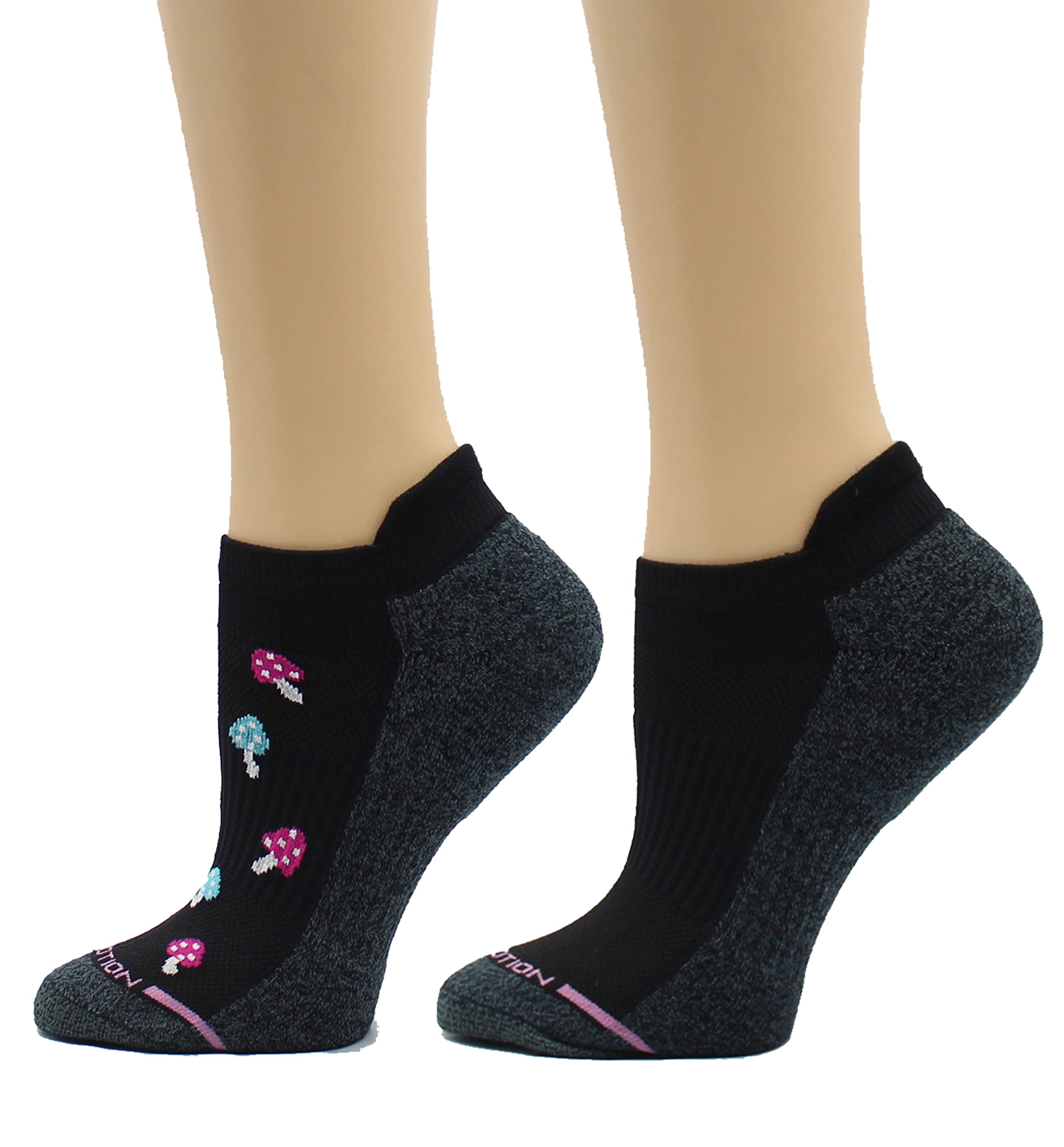 Dr. Motion Womens Ankle Socks 2 Pack, Low Cut Cushioned Compression Running Socks for Women, Arch Support, Seamless Toe