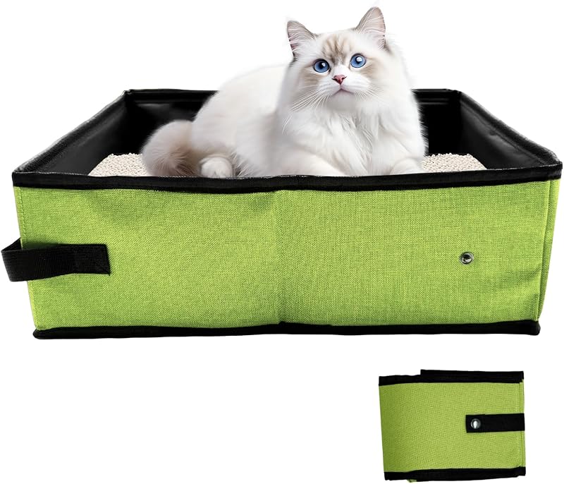 Caixa de Areia Portátil Dobrável para Gatos em Nylon Impermeável JOLL JOLL LB001 Grande Verde