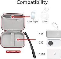 Vista 3 de RLSOCO Estuche de transporte para máquina etiquetadora NIIMBOT D11/D110 y Phomemo D30, compatible con cinta y accesorios (solo funda)