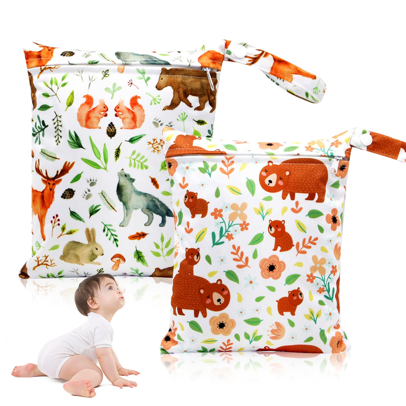 2 Sacs à Couches Lavables Étanches - Double Zip - Pour Bébé, Piscine, Sport