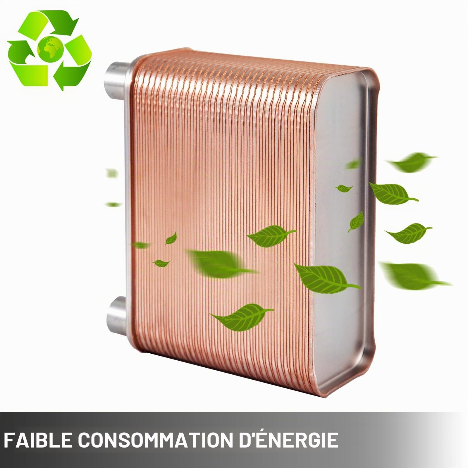 BestEquip Echangeur Thermique Echangeur De Chaleur Thermique à 60 Plaques pour le refroidissement d'huile industrielle/les évaporateurs de réfrigérant/les condenseurs