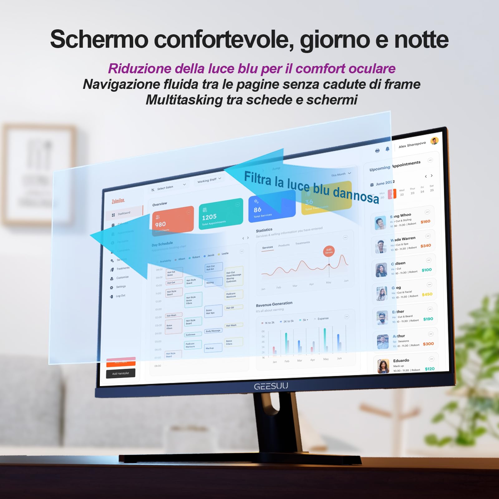 Monitor PC 27 Pollici, Schermo Gaming 144hz, Monitores con Audio Integrato, Full HD, 1080p, 6ms, HDR, Eye-Friendly, VESA 75x75mm, 99% sRGB, HDMI 2.0 & DP 1.2 - 5