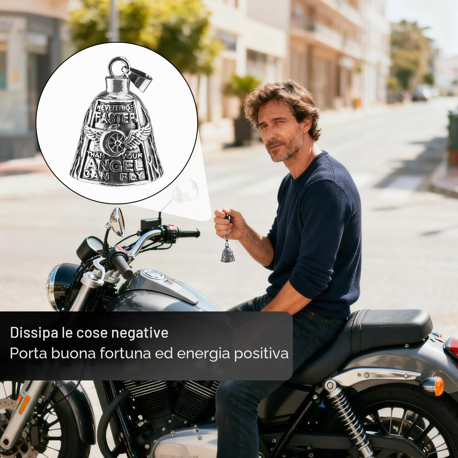 Guardian Bell Portafortuna Moto,Campanella Moto Guardian Bell Originale,Guardian Bell Moto,Campanella Moto Oleoso per Auto Elettriche Motos Biciclette Ecc (Argento)