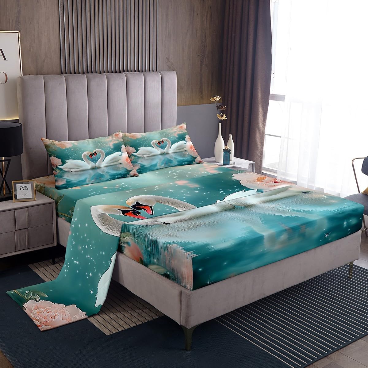 RV Camper Bed Sheet Queen Set Happy Camping Sheets Sets Adults Bedroom Decor Rustic Farmhouse Microfiber Bedding Set with Flat,Fitted Sheet,2 Pillow Cases