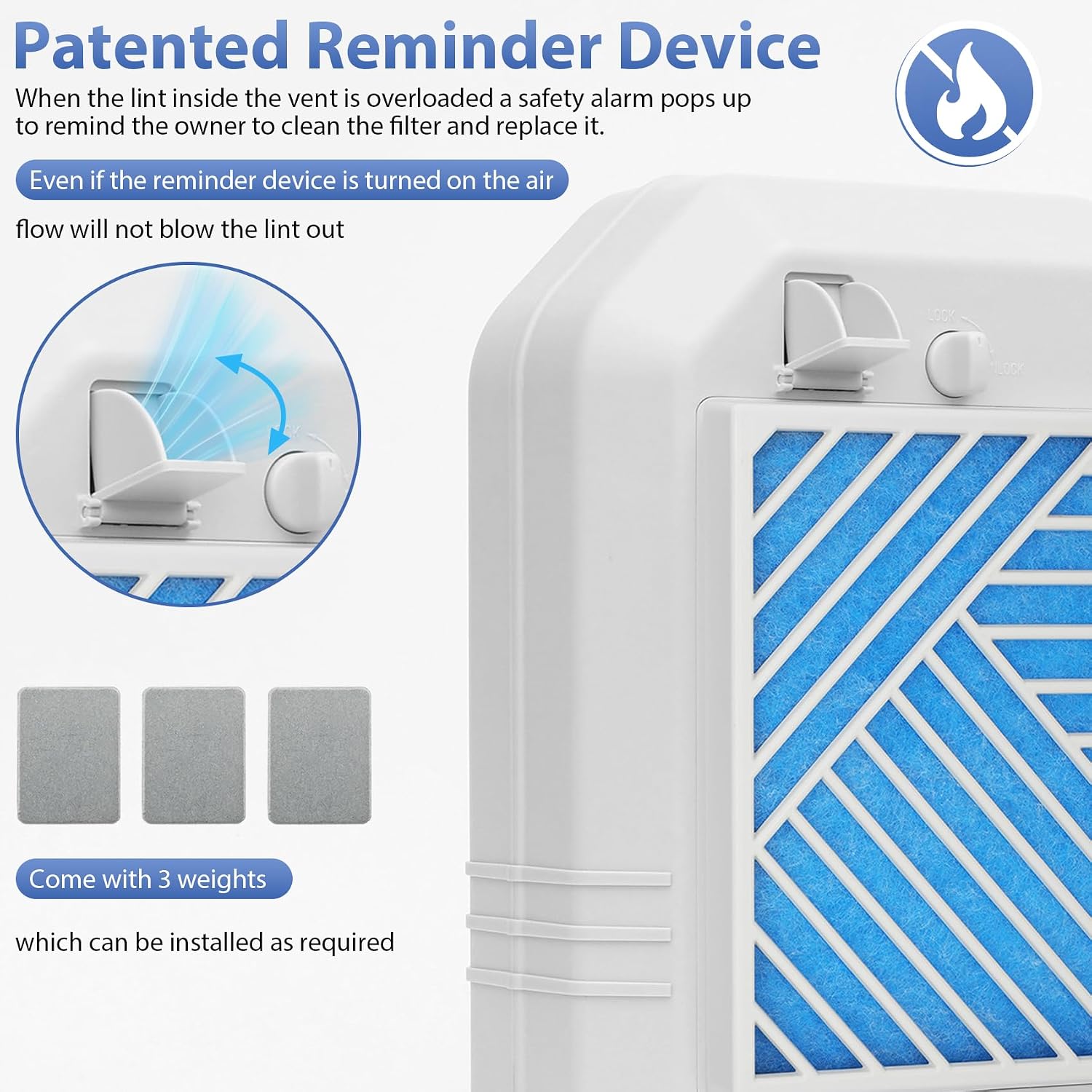 Indoor Dryer Vent Kit, Indoor Dryer Vent Box with High-Strength Nylon Filter, Upgraded Patented Safety Reminder, Includes 4 Polyester Filters, Energy-Saving for Electric Clothes Dryers