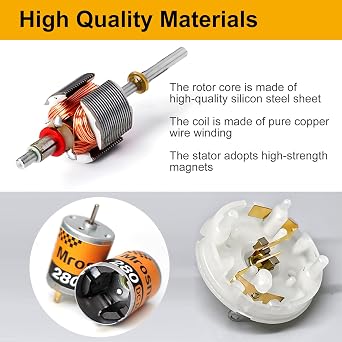 6Pcs 280 Micro DC Motors 3V-12V 13500RPM with 2.8mm Connector | 0.5A rated, 6 in 20AWG wire, compatible with RC boats, airplanes and model toys