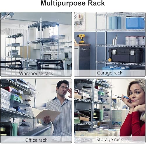 Miniatura 5 de NiamVelo Estantes de almacenamiento, estantería de alambre de 6 niveles resistente con ruedas, estante de alambre de metal NSF ajustable de 48