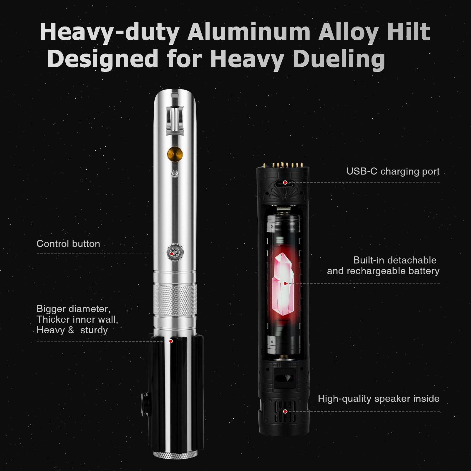 AthlChamp Sciabola da duello Pesante, Potenziata e controllabile Tramite App, per Adulti, con Impugnatura in Metallo Pesante e Lama Spessa, 16 Effetti sonori e Cambio Colore Infinito (RGB-Ank)