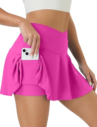 COPYLEAF Tennis Skirt for Women High Waisted Golf Skirts with Pockets Shorts Crossover Athletic Pleated Skorts