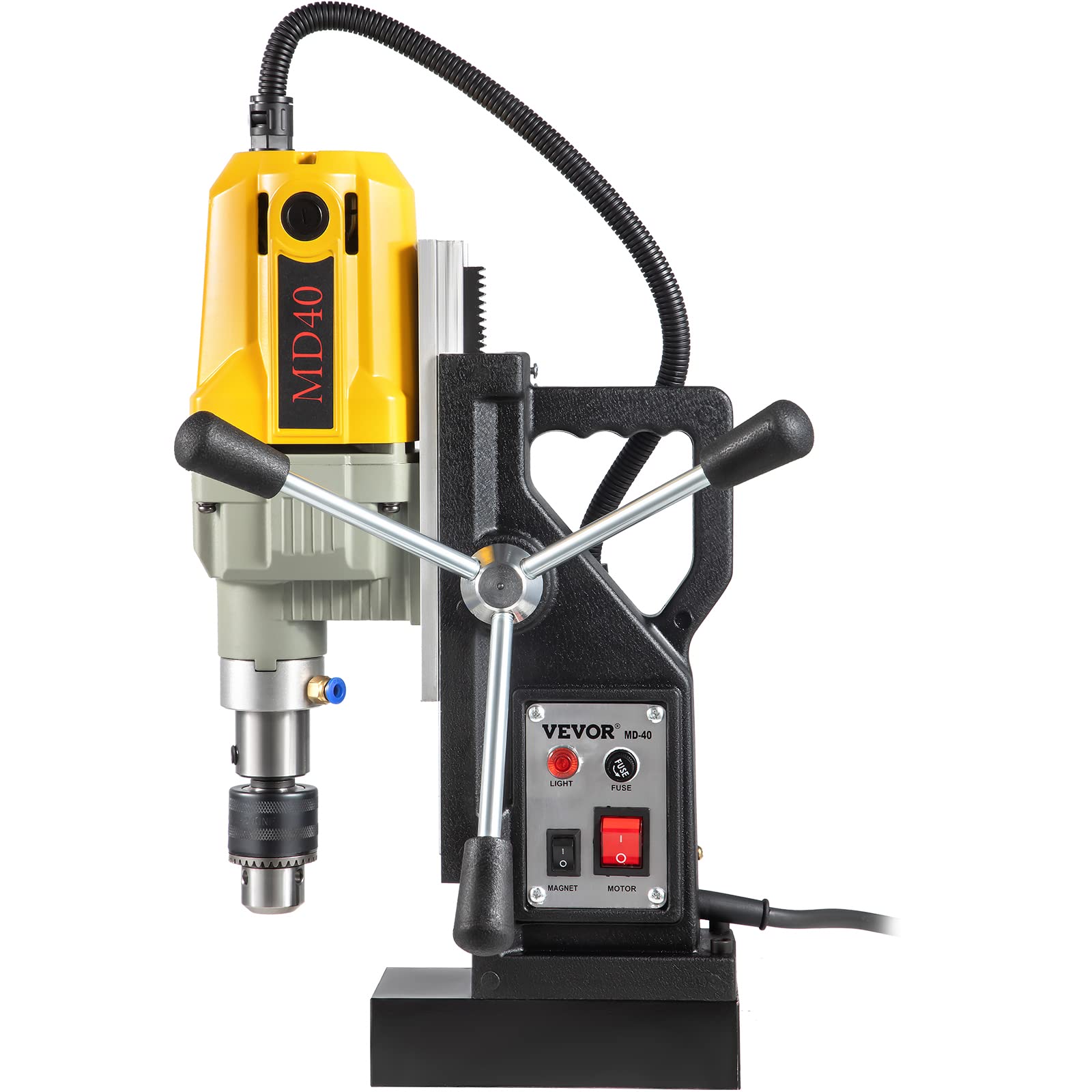 VEVOR Trapano Magnetico Elettrico 1100W, 12000N Carotatrice Magnetica con 12 Punte Portatile, Trapano Industriale Elettromagnetico con Massima Foratura 40 mm e Profondità 150 mm per Uso Industriale