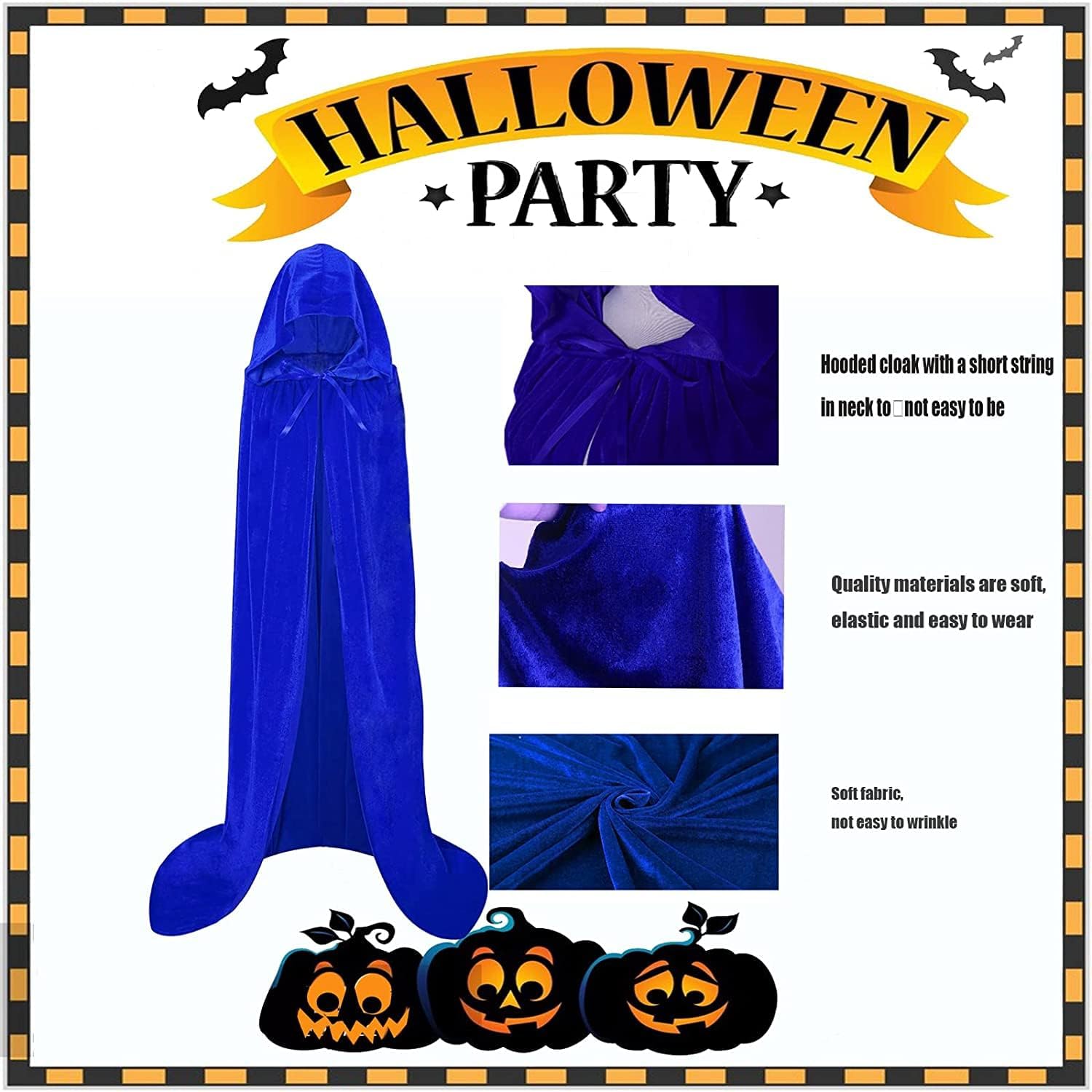 Hooded Cloak Long Velvet Cape for Adult Christmas Halloween Cloak Costumes Hooded Cape Masquerade Dress Up 55inch