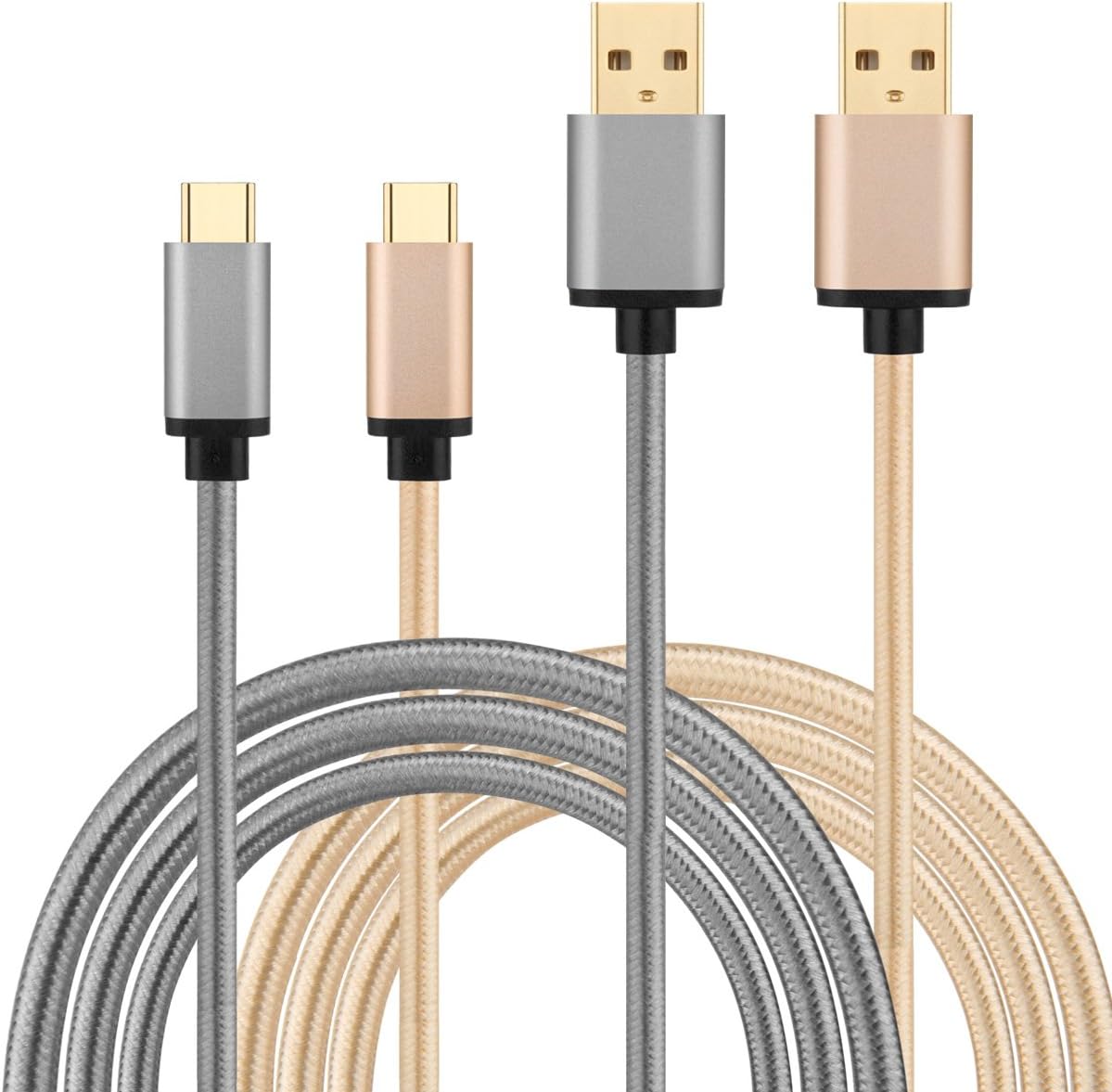 X-EDITION Long USB Type C Cable, USB C to USB A Charger [10ft, 2 Pack], Nylon Braided Fast Charging Cord Compatible With Samsung Galaxy S9 S8 Note 9 8, LG V35 V30 G7, Moto Z Z3, Pixel XL, USB C Device