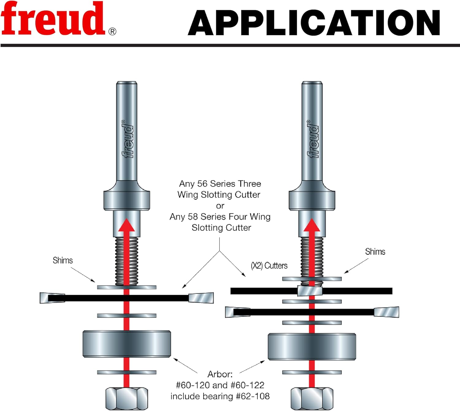 Freud 60-152: Slotting Cutter Arbor with 1/2" shank, 4-1/4" overall length