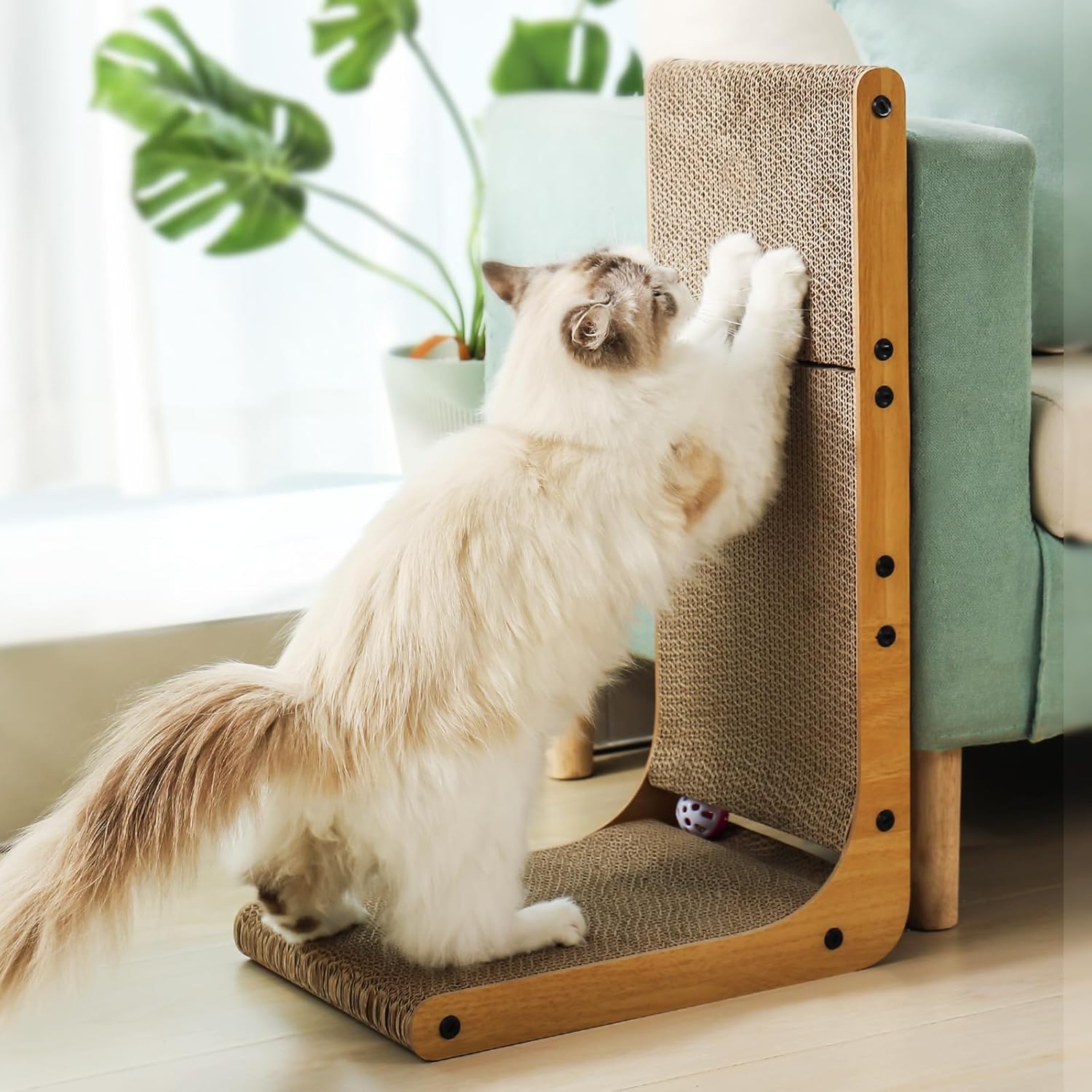 Cat Scratcher, Cat Scratching Post with Ball Cat Toy, Large Cat Scratcher for Indoor Cats with Catnip,Cat Scratching Board Cardboard Cat Scratcher with Double-Sided Usability