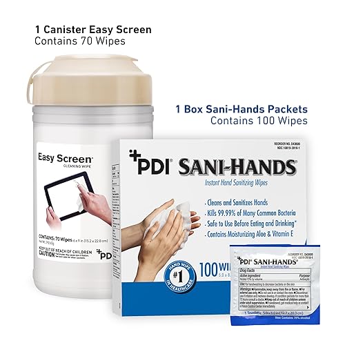Miniatura 2 de Paquete de toallitas desinfectantes de manos instantáneas Sani-Hands 100 paquetescaja + toallitas de limpieza de pantalla fáciles para pantallas