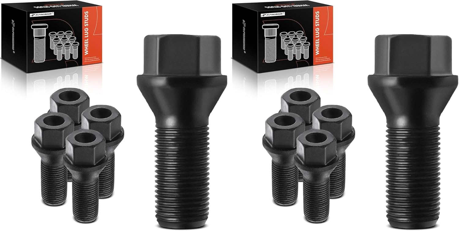 A-Premium Wheel Stud Replacement for BMW F20 F21 F45 F23 F22 F87 F46 F34 F30 F80 F31 F82 F83 F36 F10 F18 F01 F02 Set of 5 (Pack of 2)