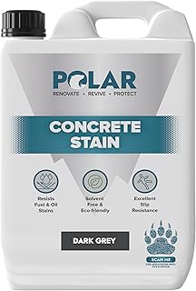 Polar Dark Grey Concrete Stain - 5 Litre | Durable, Stain & Slip-Resistant Finish for Interior & Exterior Stone & Concrete Floors | Smooth & Solvent-Free Coating for Driveways, Walkways & Patios