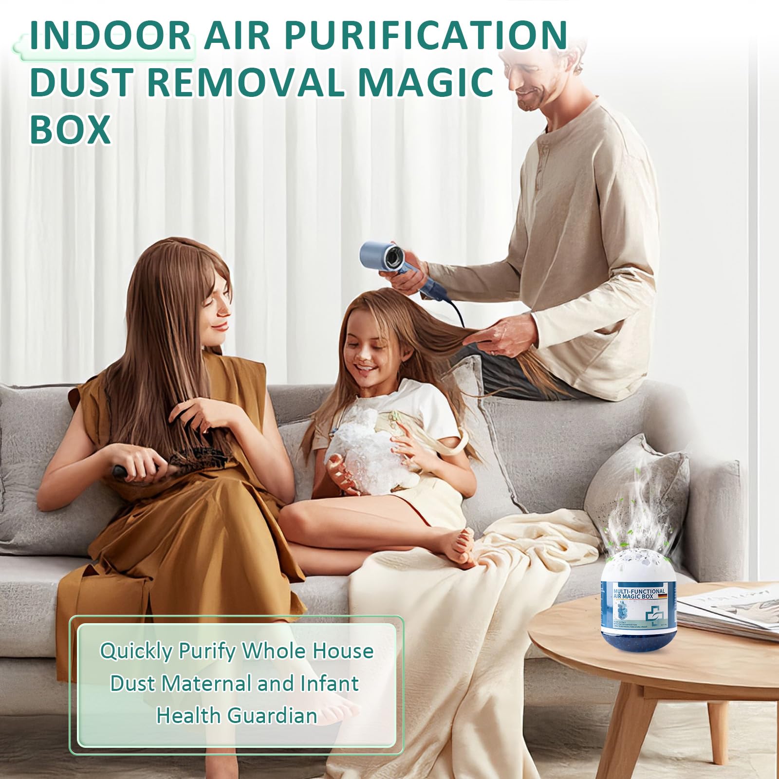 4PCS Purificador de Aire, Air Magic Box Atrapa Polvo, Purificador Aire Automático De Aire Con Succión, Fórmula con Extractos Vegetales Para el Hogar y la Oficina