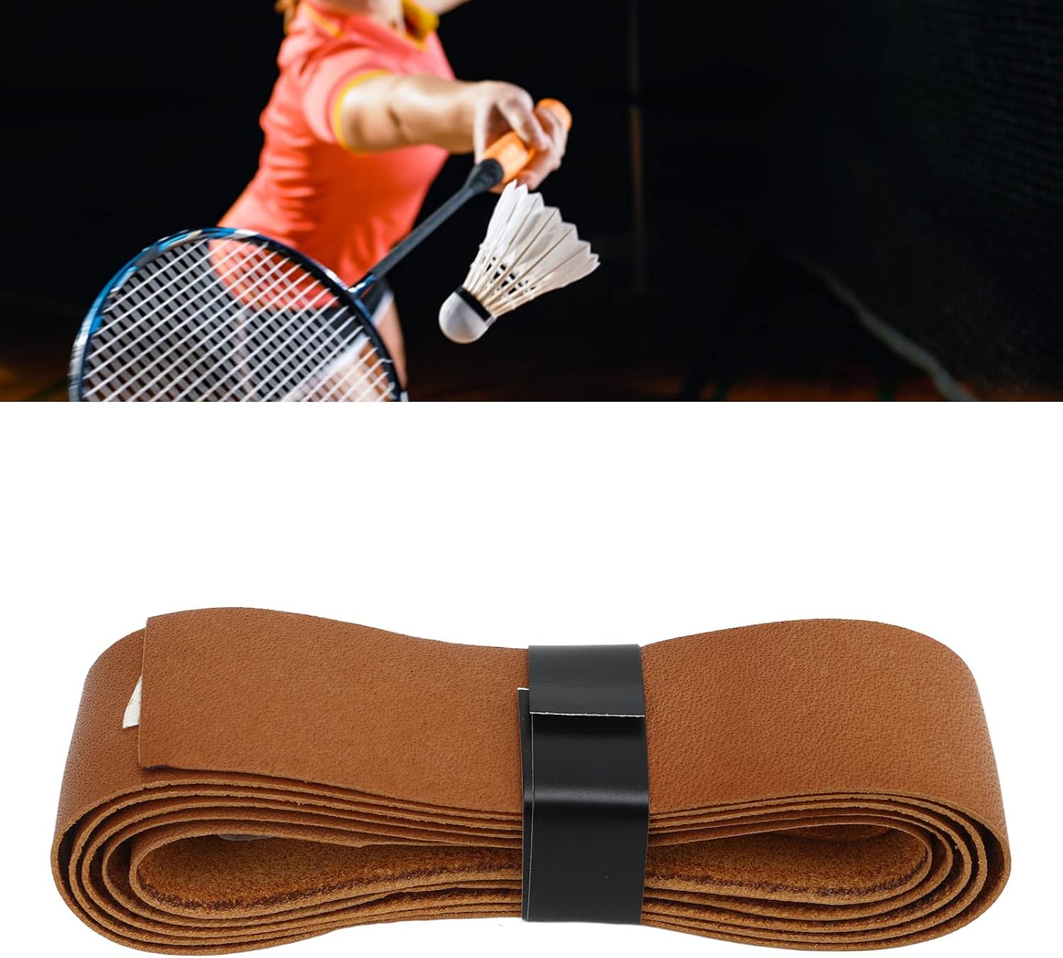 VBESTLIFE Leather Tennis Racket Grip Tape with Sweat Absorption, Badminton Racket Overgrip Tape Replacement for Tennis Badminton Racket