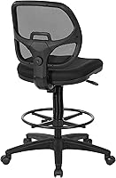 Vista 5 de Silla con respaldo de malla de lujo con pie ajustable, Acero inoxidable, Negro