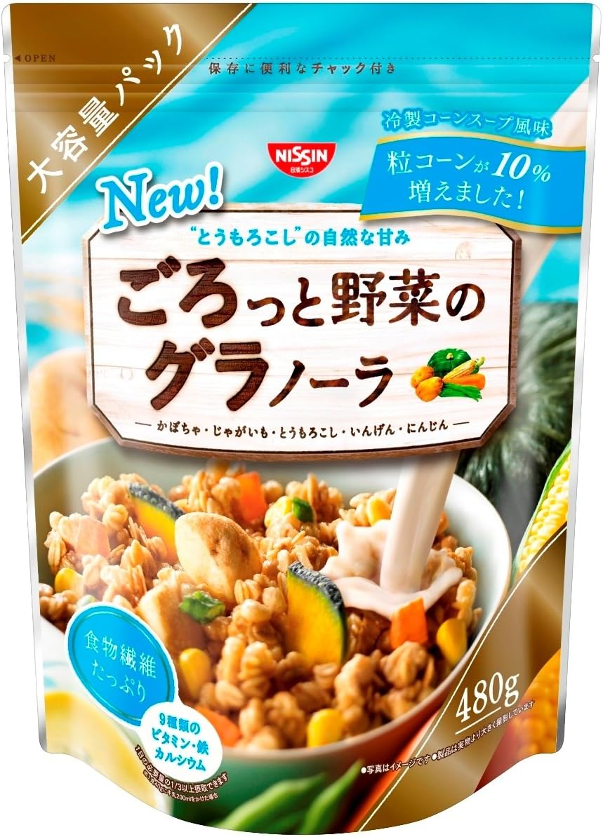 Nissin Cisco Crunchy Vegetable Granola Corn Soup Flavor 480 g