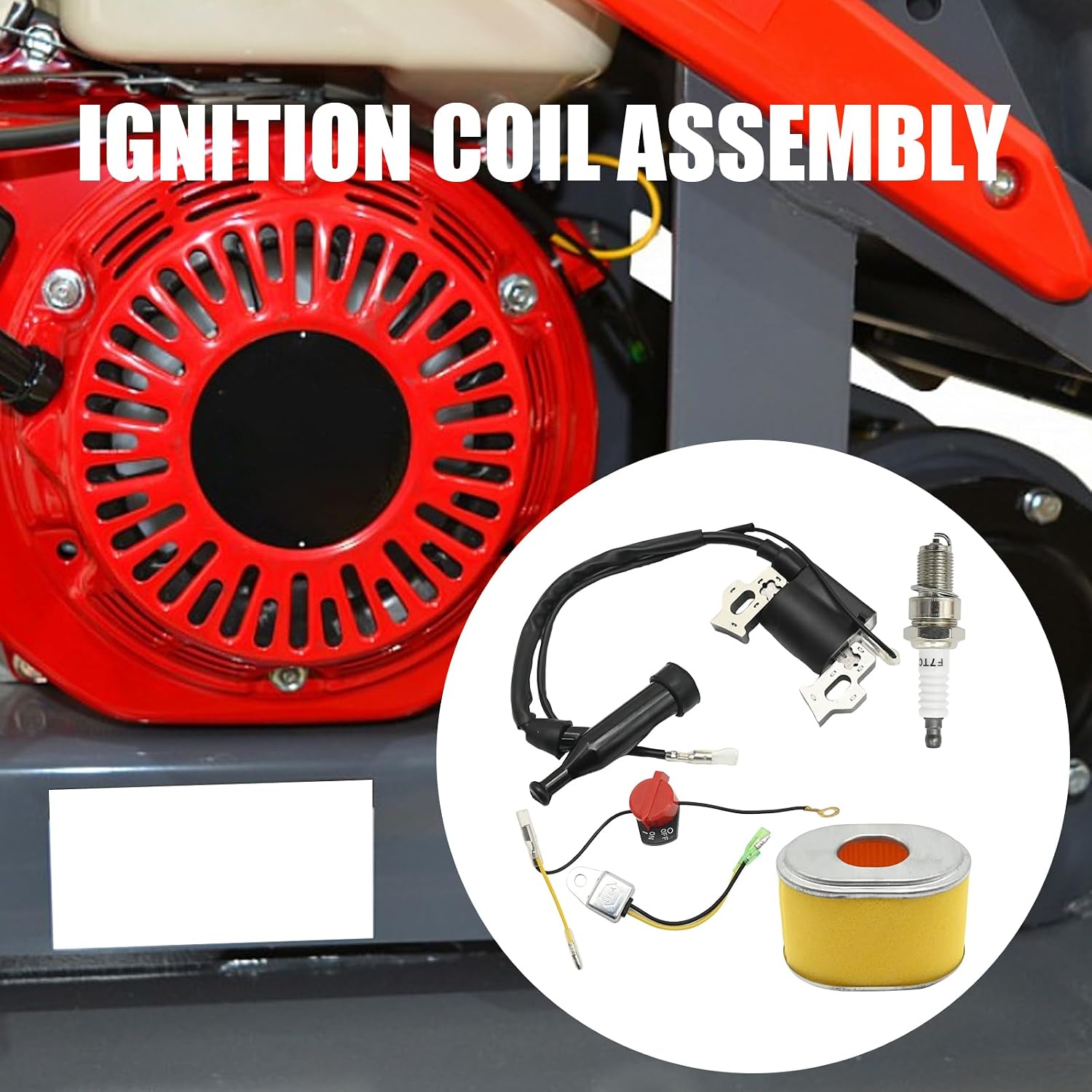 4589693 Ignition Coil Assembly w/Air filter Spark Plug and On Off Switch Engine Kill Switch with Low Oil Sensor, Replacement for Honda, Replaces 30500-ZE1-073