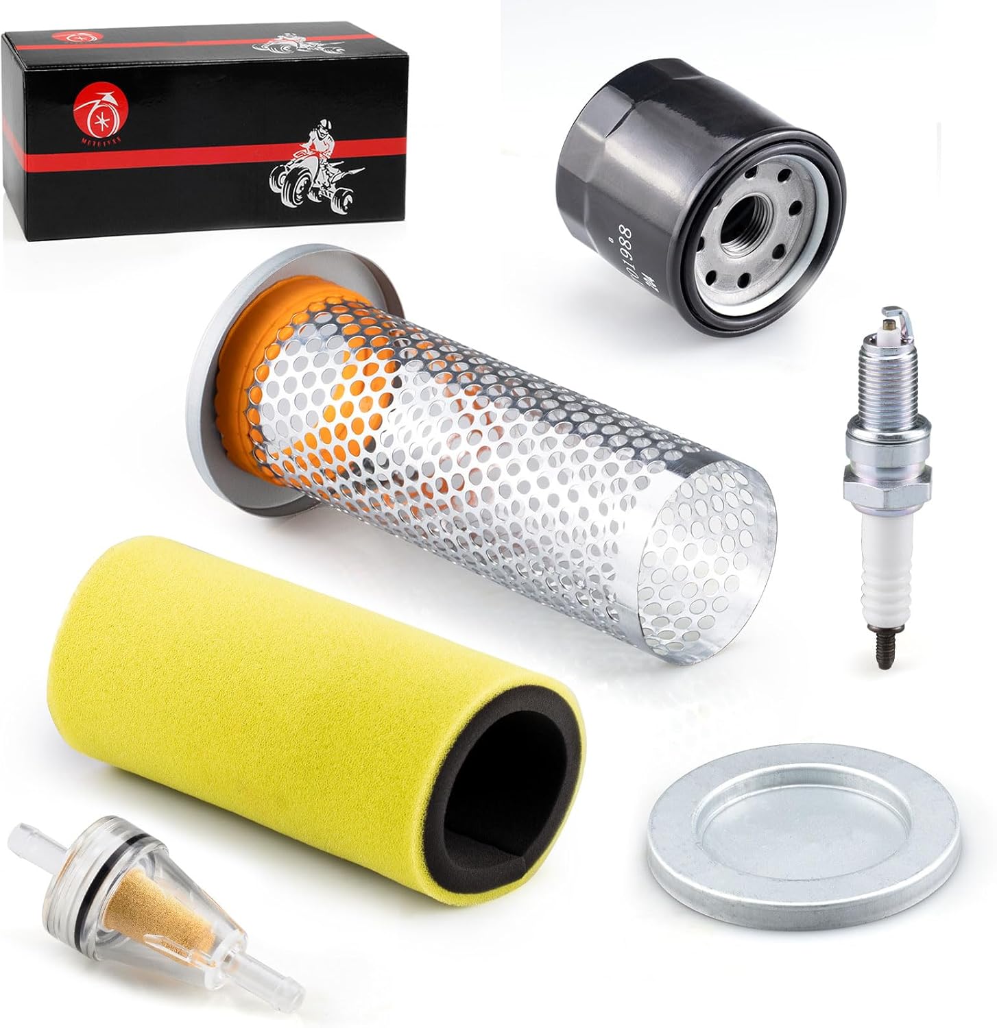 Air Filter & Guide Cage Cap Oil Filter & Spark Plug Kit For Yamaha Rhino 450 660 YXR450 YXR660 2004 2005 2006 2007 2008 2009
