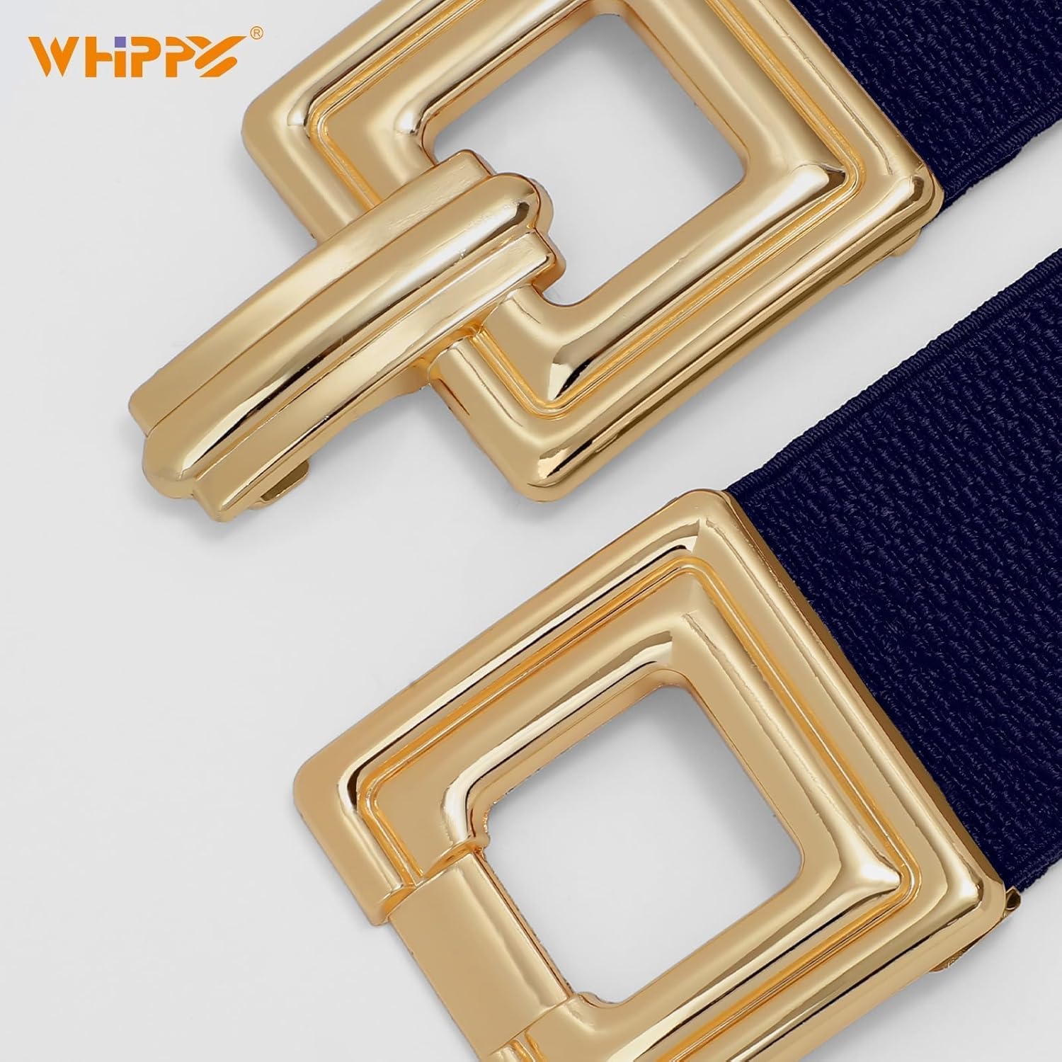 WHIPPY Women Wide Elastic Waist Belt Fashion Hollow Out Square Gold Buckle Stretchy Belt Waistband for Ladies - Image 2