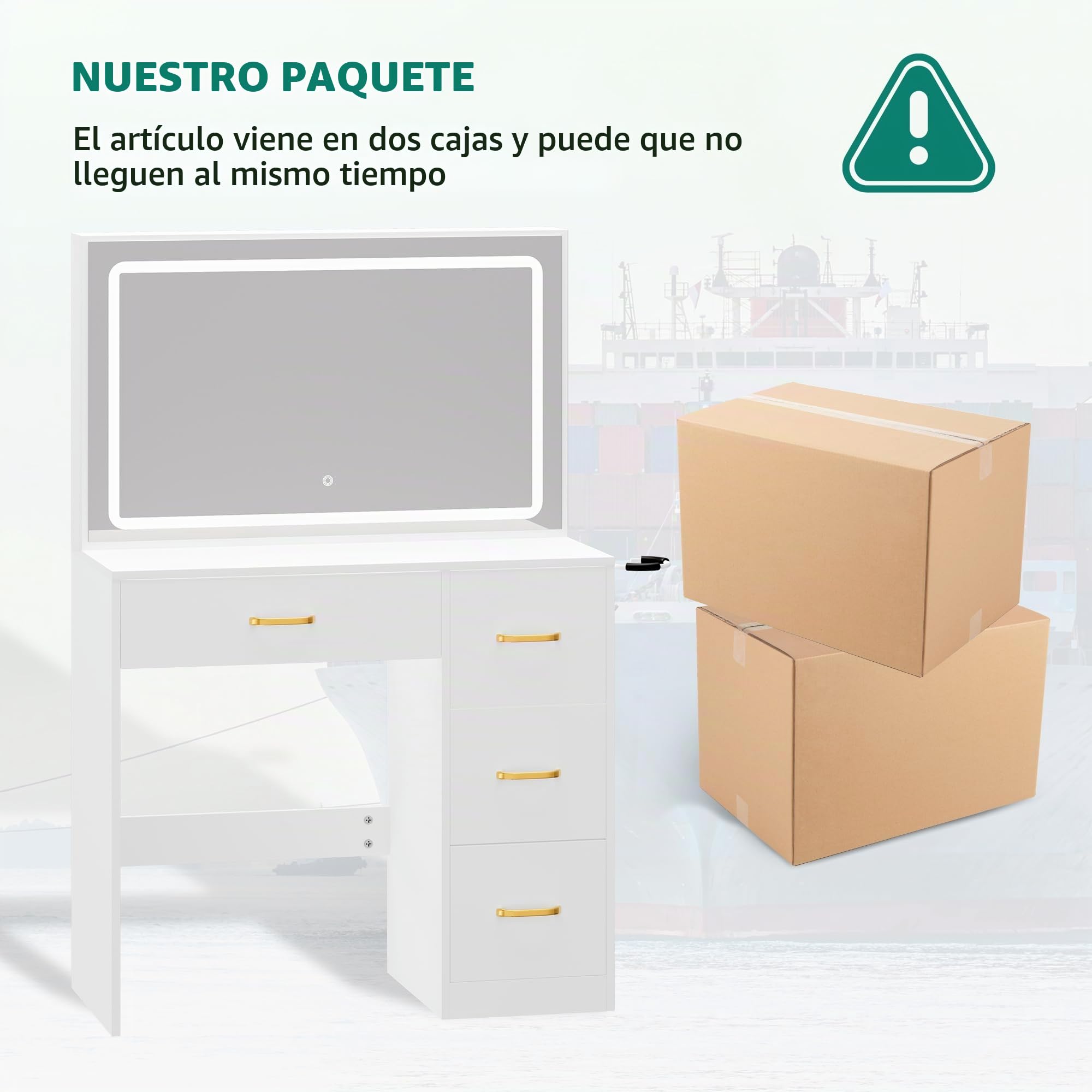 YITAHOME Tocador con iluminación LED Ajustable y tocadores, tocador con Espejo, 4 cajones y Taburete, Blanco