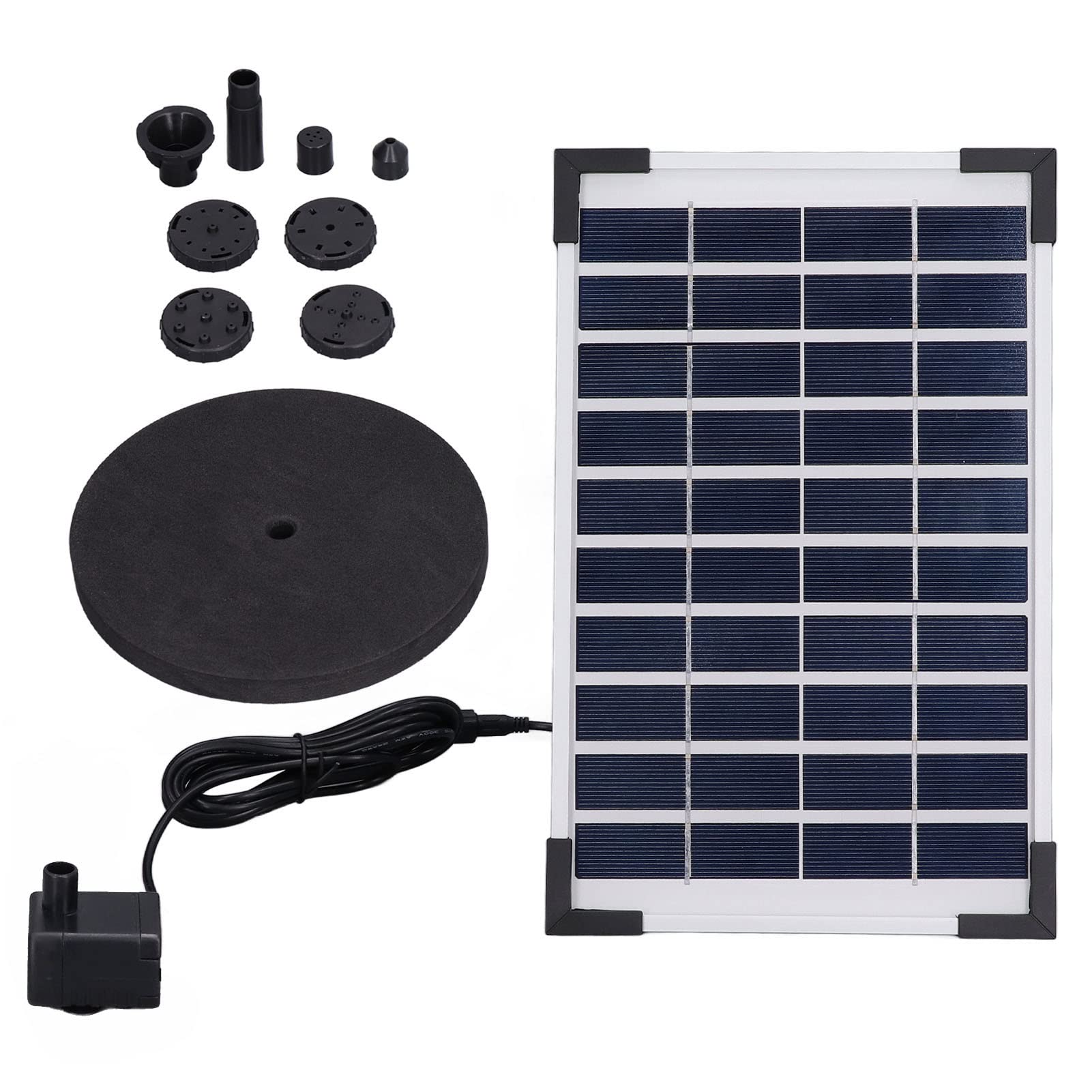 Kit Fontana Solare 10V 5W Pompa Efficiente per Fontana Solare per Giardini Piscine Acquari 27,5x17,5 Cm