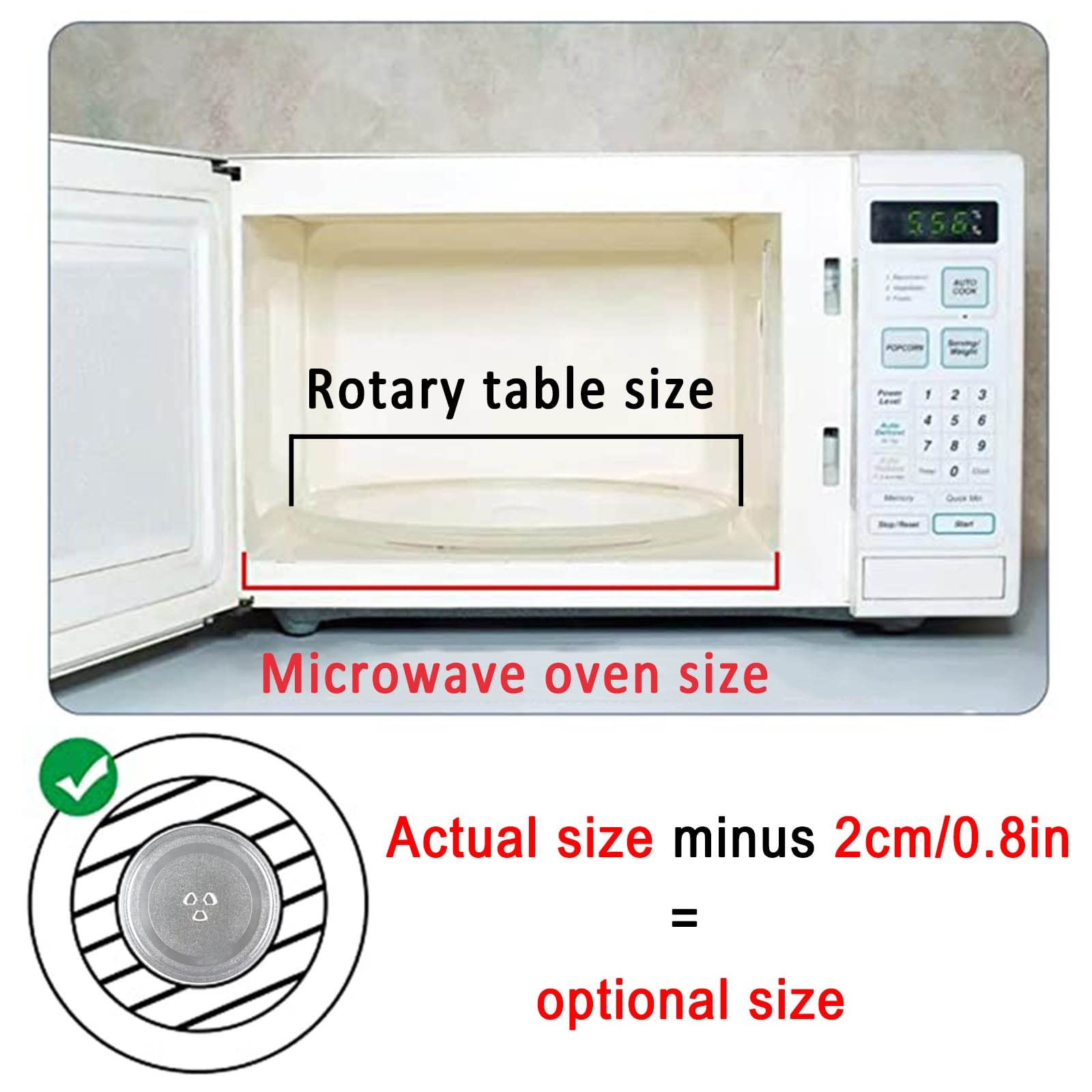 Mikrowellenteller, Rund Drehteller Für Mikrowelle, 24.5cm 25.5cm 27cm 31.5cm Durchmesser, Universall Ersatz Teller Glasplatte Für Diverse Mikrowellen, Thickened Glasplatte, Durable ( Color : Clear , S