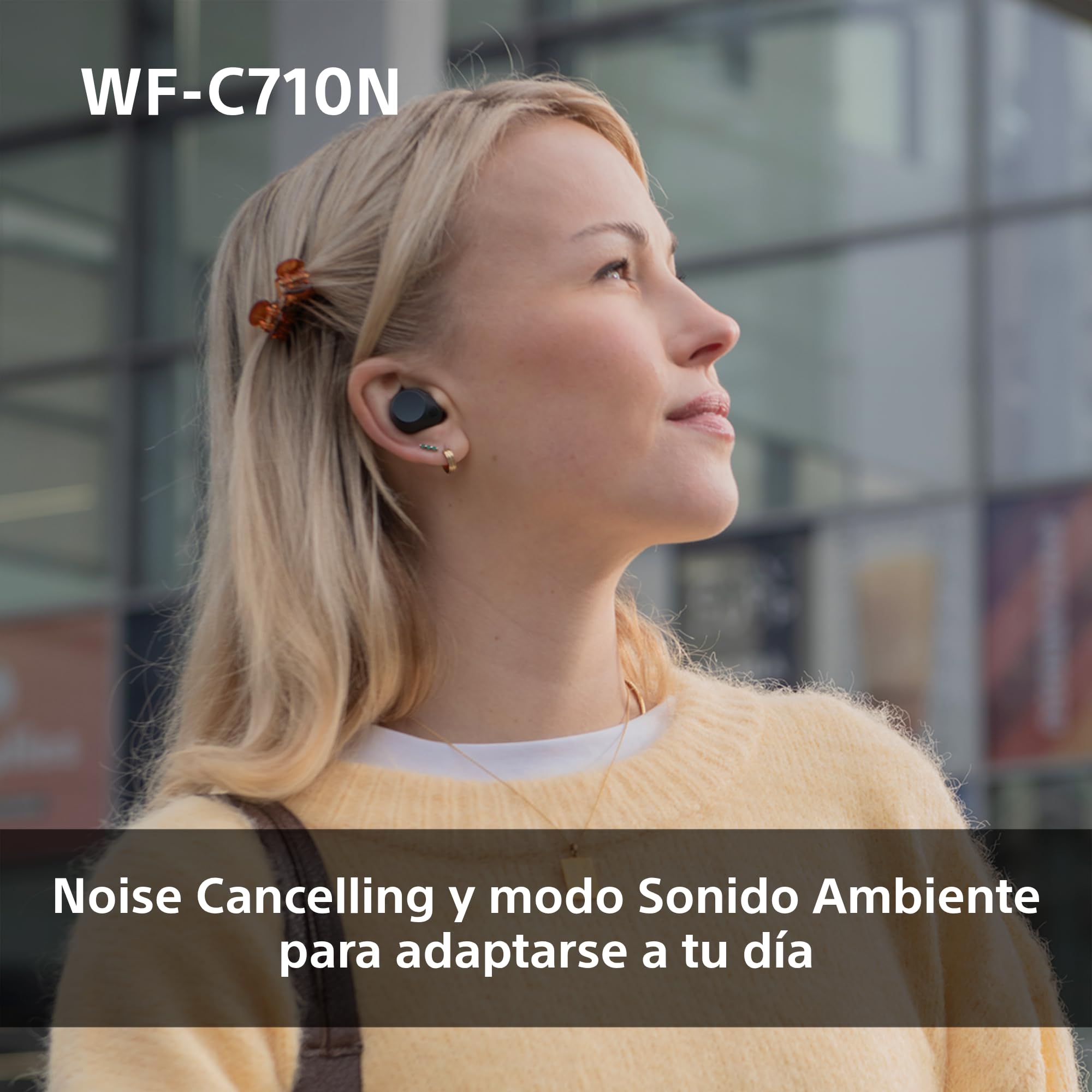 Sony WF-C710N Auriculares True Wireless con cancelación de Ruido Avanzada, Calidad de Llamadas con IA, Multipunto, IPX4, Batería hasta 40 Horas, iOS y Android, Blanco (Último Modelo)