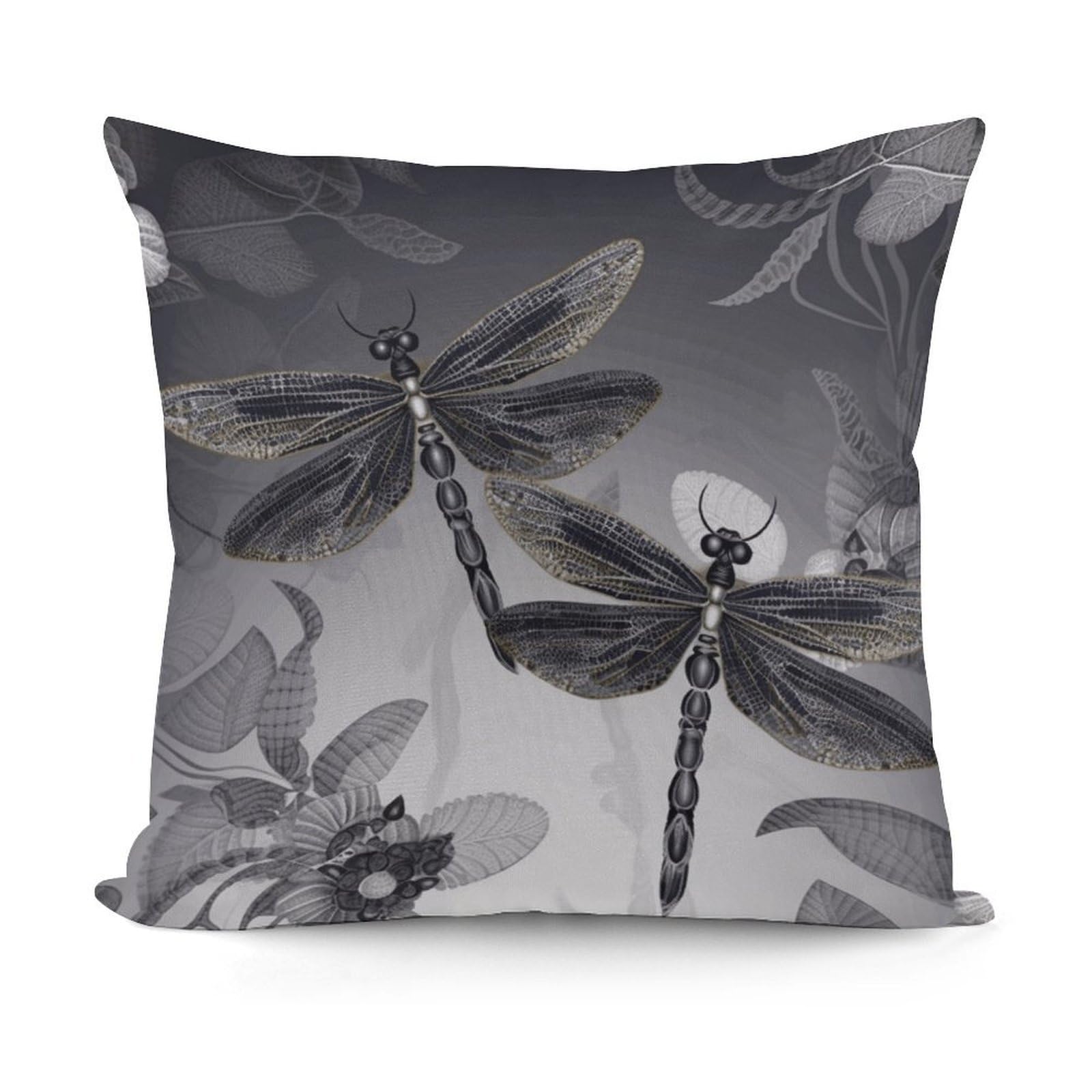 VstaDank Decorative Dragonflies Grey Throw Pillow Covers Luxury Soft Pillowcases Fluffy Plush Accent Pillow Cases Personalized Square Lumbar Pillows Shells for All Seasons 18" X 18"