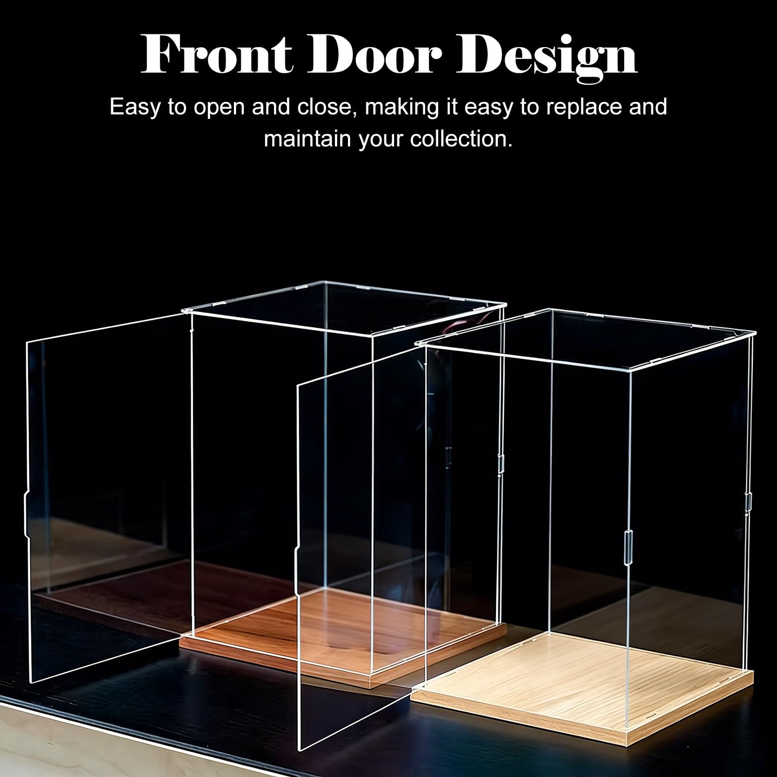 Cajas de Metacrilato Vitrina de Acrílico Transparente Sobremesa con Puerta, Plástico a Prueba Polvo para Figuras Acción / Objetos Colección(Light Wood,30x30x60cm)
