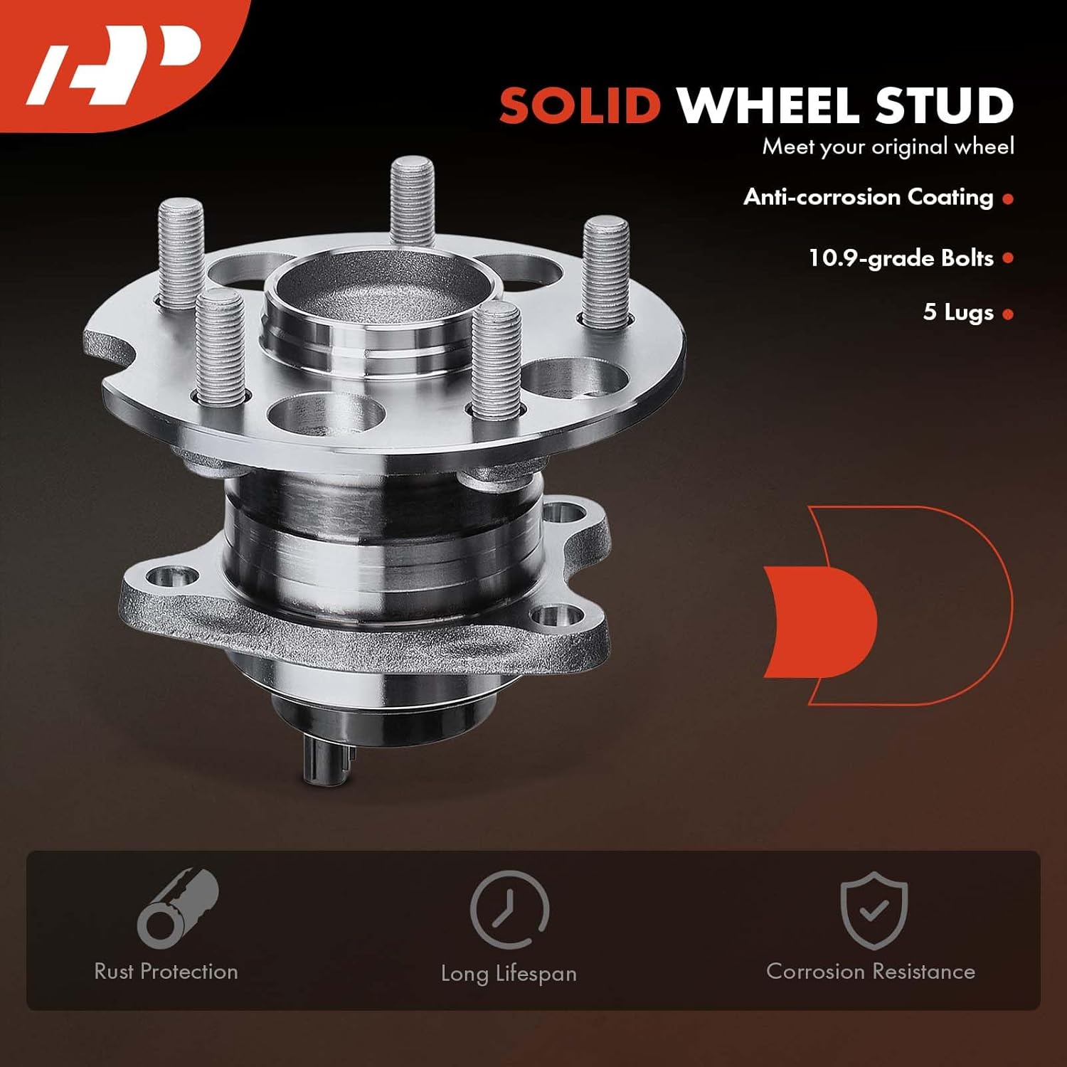 A-Premium Rear Right Wheel Bearing and Hub Assembly with ABS & 5-Lug Compatible with Toyota Highlander 2008-2013, FWD Only - Image 6