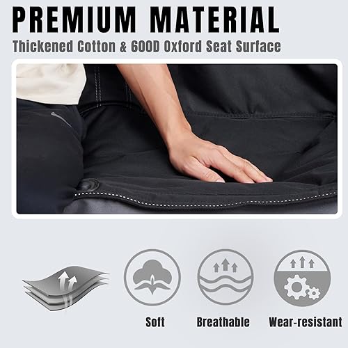 Miniatura 5 de WILDROOTS Silla doble plegable para acampar al aire libre para adultos 2 personas, sofá biplaza resistente de 600 libras con 2 portavasos, bolsa de