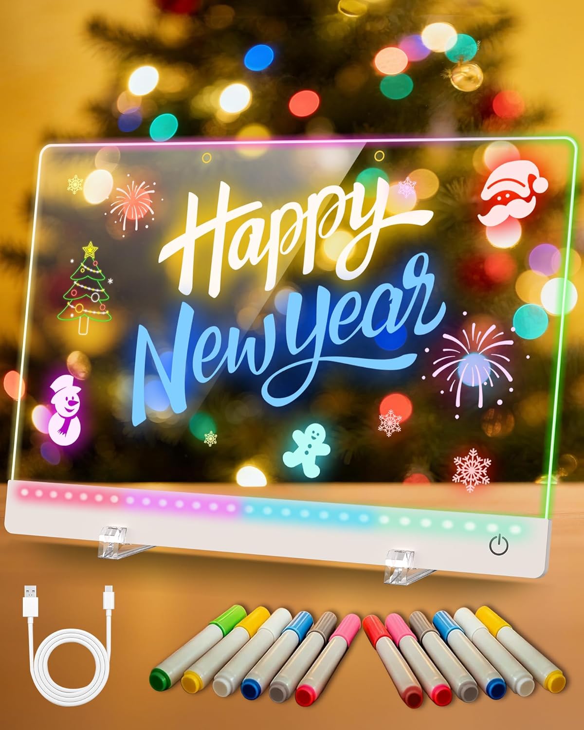 SROT 17-Inch Rechargeable LED Drawing Board for Kids - Glow Doodle Pad with 7 Colors, 5 Light Modes, Stand, 12 Markers, Screen-Free Gift