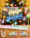 Rechargeable LED Drawing Board for Kids, 17-Inch Glow Doodle Drawing Pad with 7 Colors & 4 Light Modes, Neon Light Up Acrylic Dry Erase Note Board with Stand, Hanging Chain, 12 Markers, Birthday Gifts