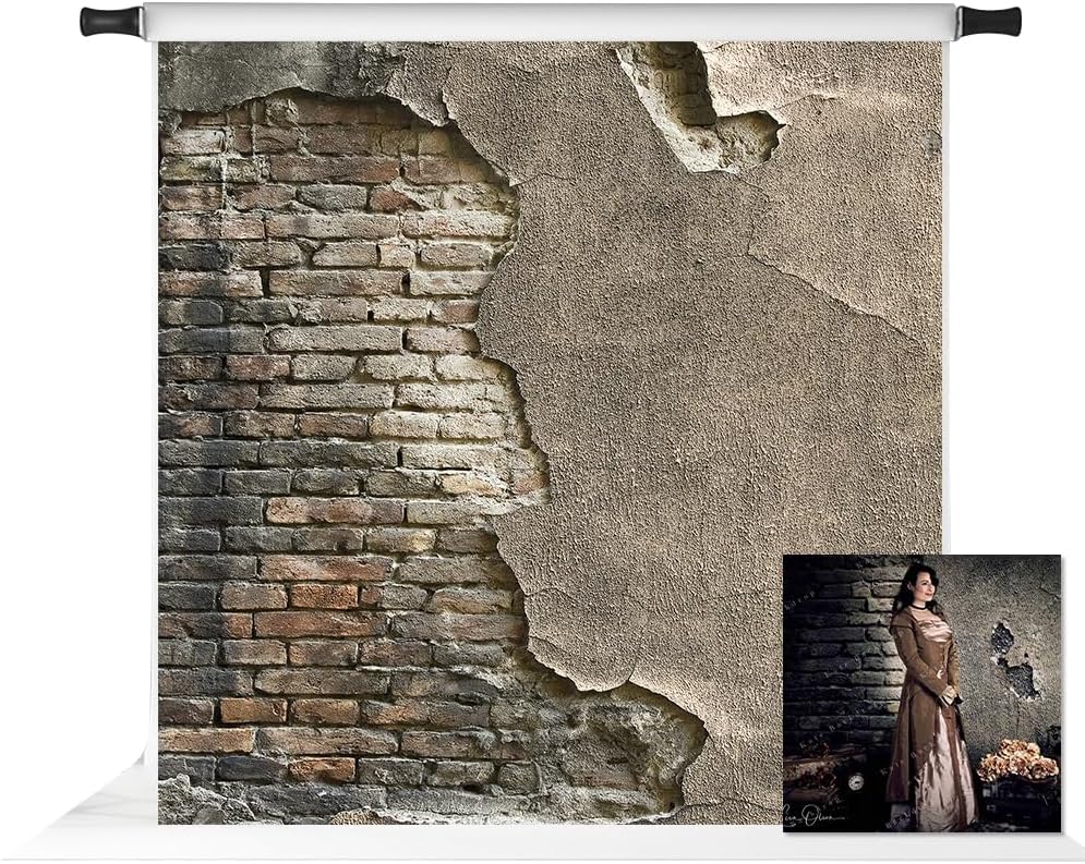 Kate 10x10ft Vintage Brick Wall Photography Backdrop Destroyed Brick Wall Photo Background Photo Shoot Portrait Studio Props