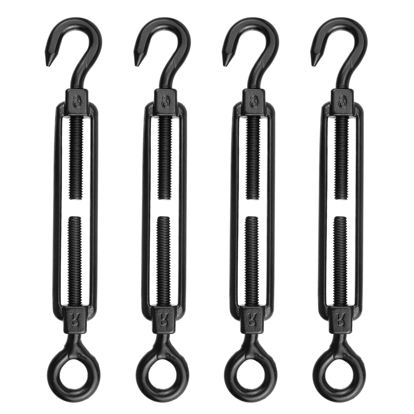 Antrader M6 Hook and Eye Turnbuckle,4Pcs M6 Stainless Steel 304 Turnbuckle Wire Rope Tension M6 Turnbuckle Stainless,Black