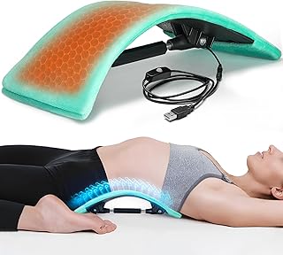 Fuliuna Heated Back Stretcher, Three Levels Adjustable Intensity Therapy Back Cracker with Detachable Heating Pad, Back Pain Relief Stretcher for Herniated Disc, Sciatica, Scoliosis Green